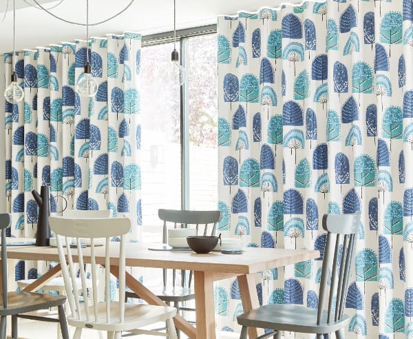 arena curtains dining room blue pattern