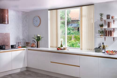 Vertical Window Blinds white kitchen