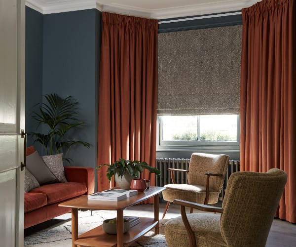 arena roman blind rust red natural mid-century