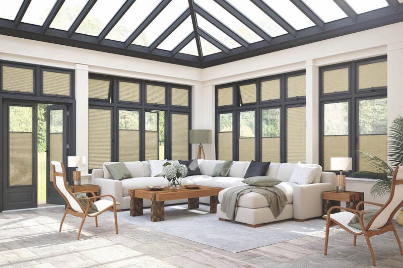 Perfect Fit Blinds Bespoke pleated stone conservatory